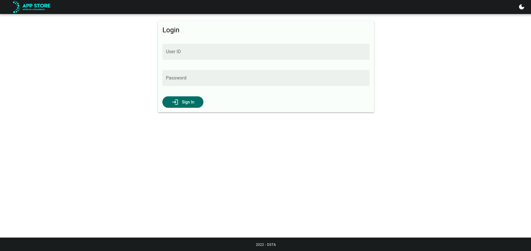 Screenshot of Login Page