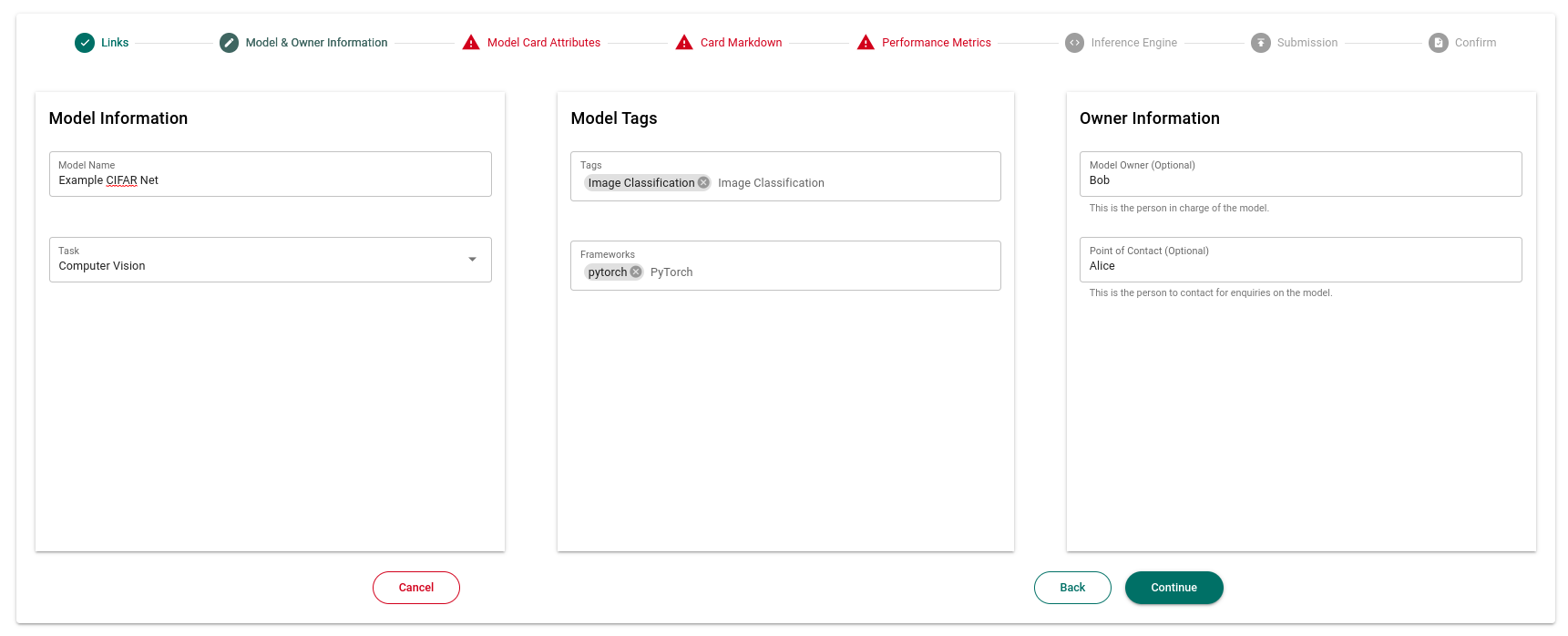 Model Info Section